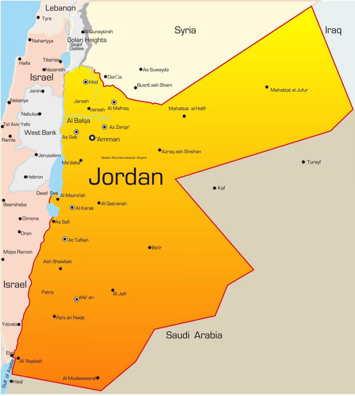 mapa ng Jordan gitnang silangan