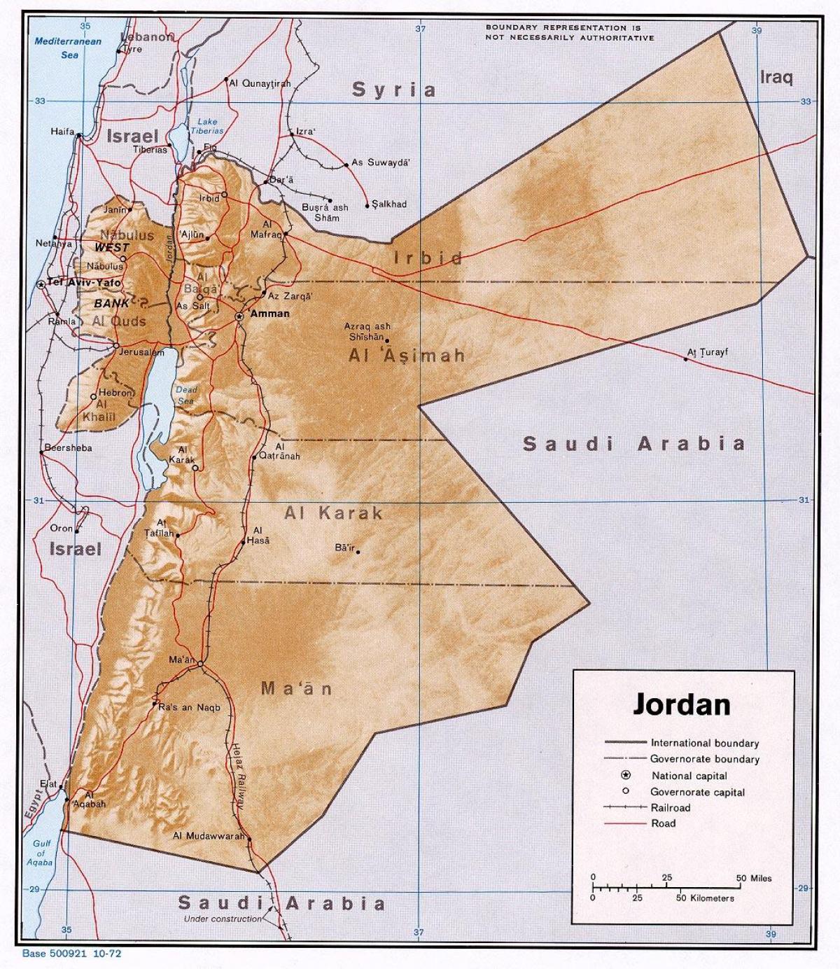 mapa na nagpapakita ng Jordan
