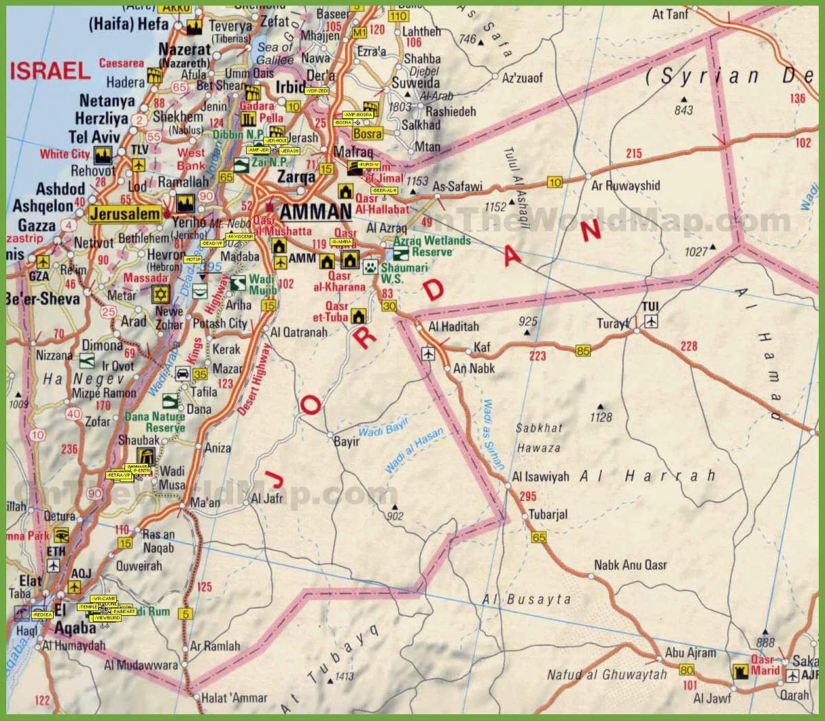 mapa ng Jordan kalsada