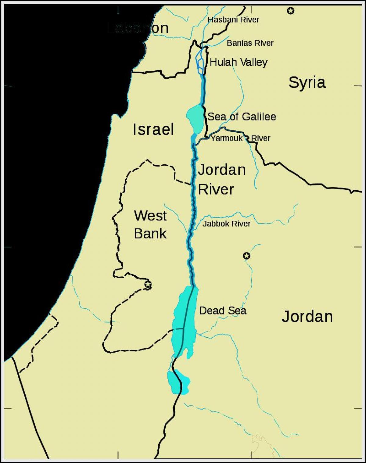 Jordan river gitnang silangan mapa