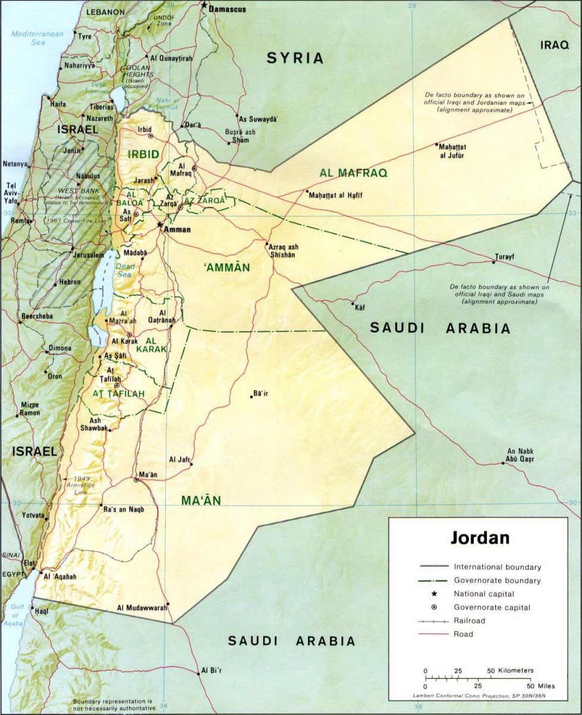 detalyadong mga mapa ng Jordan