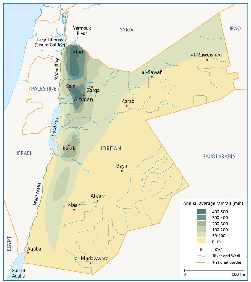 mapa ng Jordan heograpiya