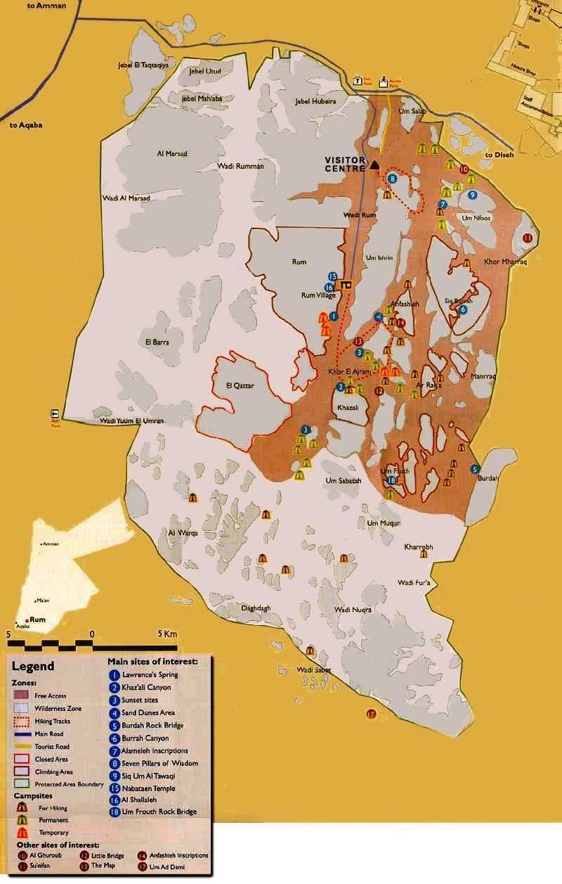 mapa ng wadi rhum Jordan
