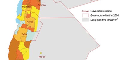 Mapa ng Jordan populasyon